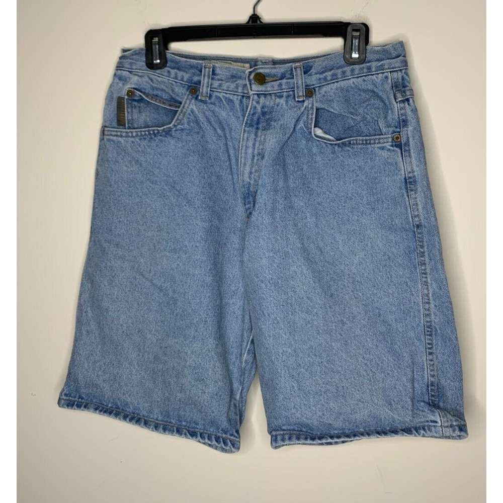 Rigolletto Mens Size 34 Denim Shorts Blue Pockets Jeans Vintage Light Wash